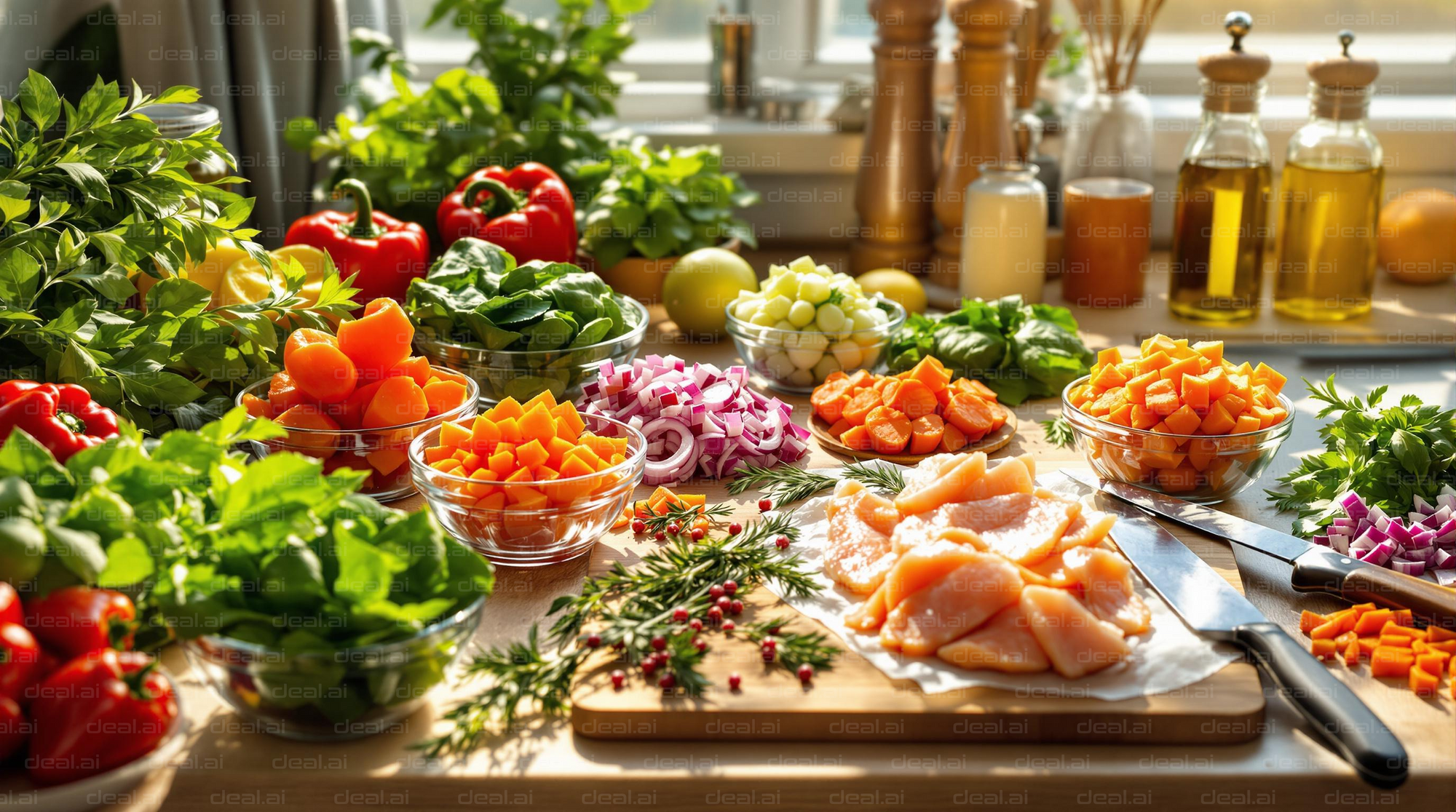 Colorful Kitchen Prep Scene