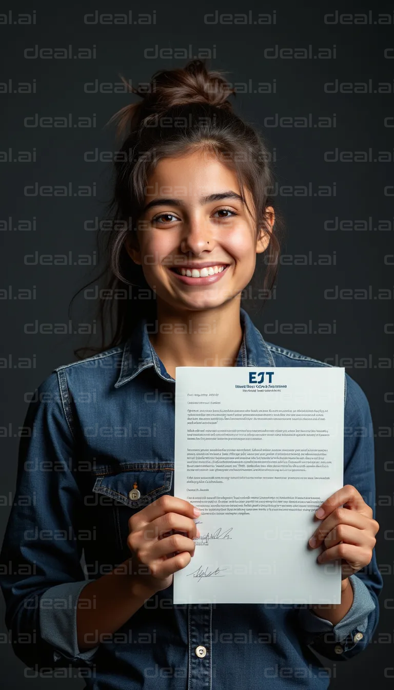 "Proud Moment: Holding Acceptance Letter"