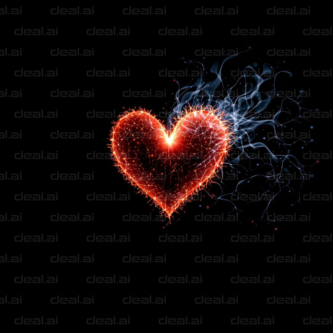 Fiery Heartburst on Black Background