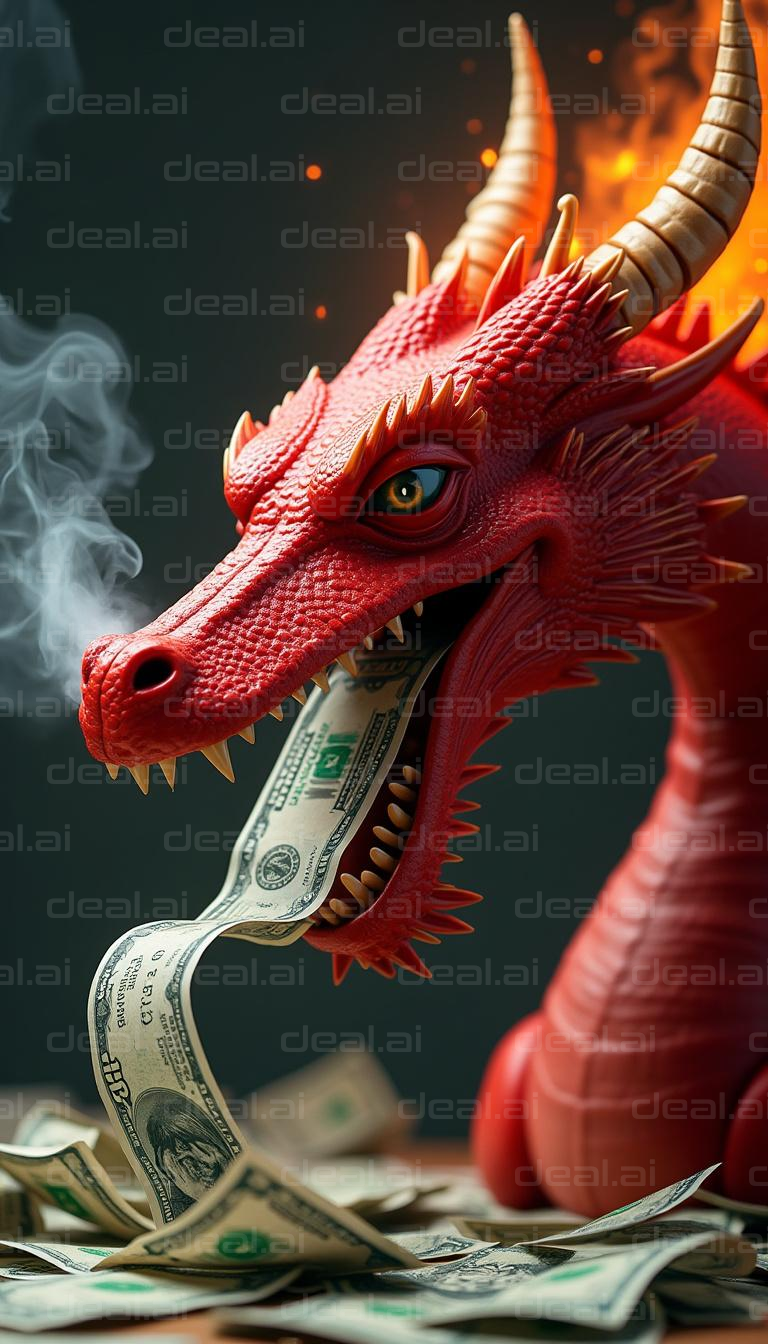 Fiery Dragon Eating Money