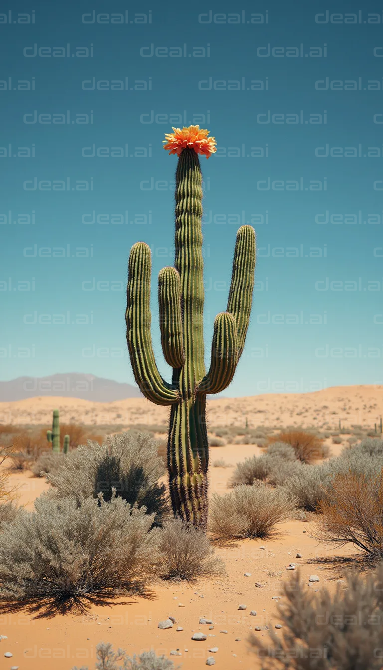 "Cactus in Bloom in the Desert"