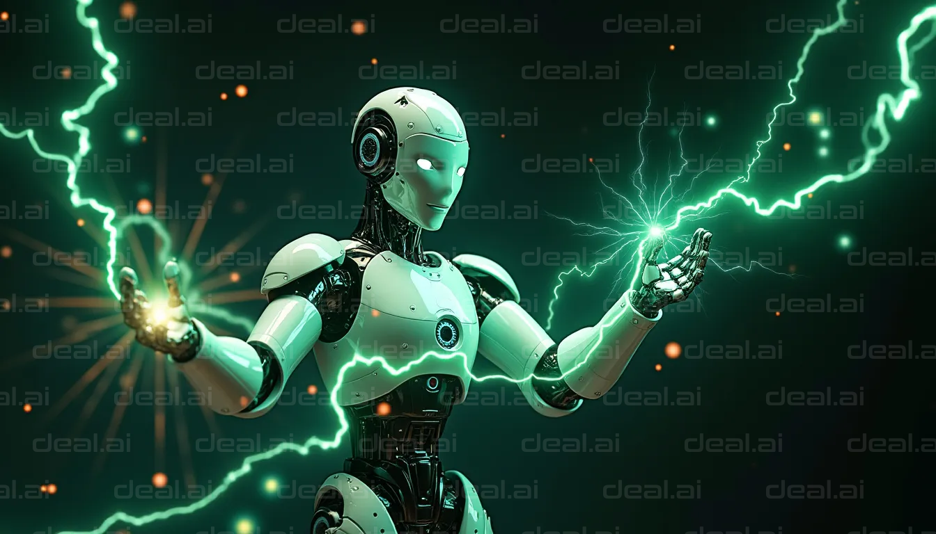 "Robot Harnessing Lightning Power"