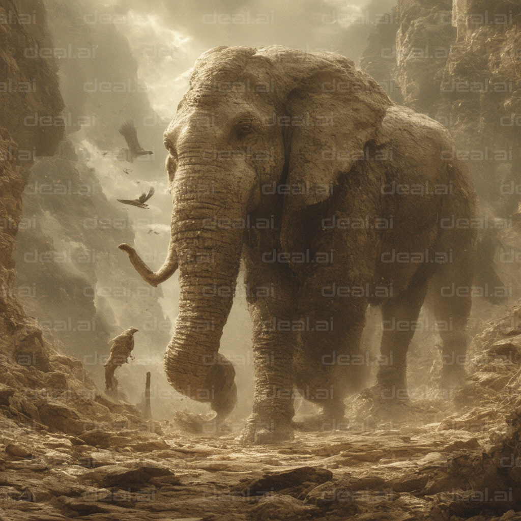 Majestic Elephant in Dusty Canyon