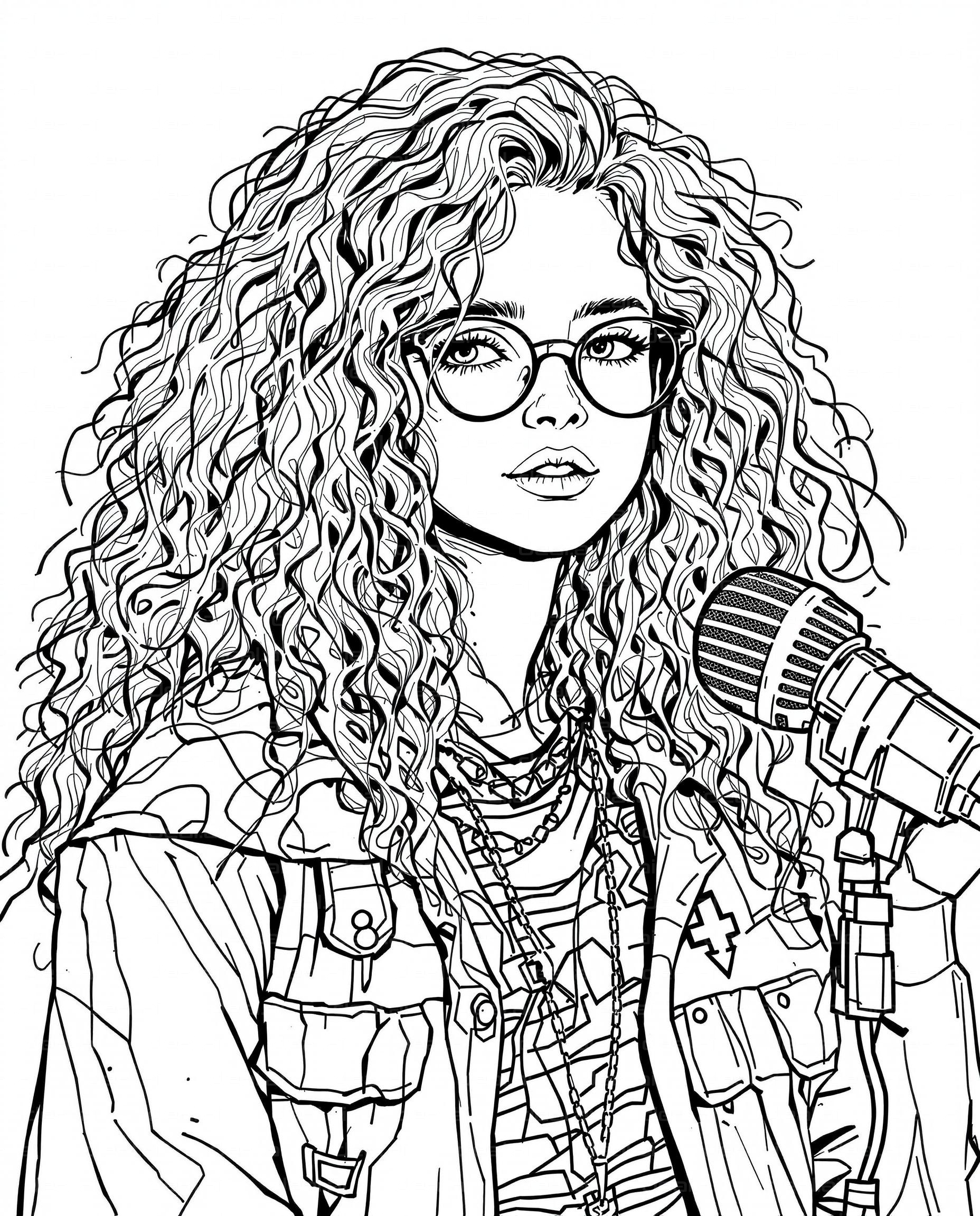 Curly-Haired Singer with Glasses