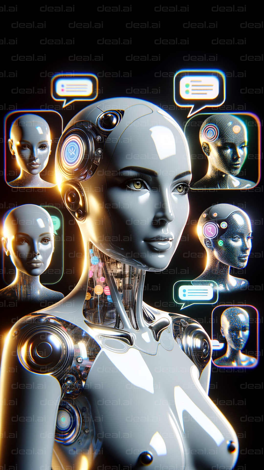 Futuristic AI Communication Scene