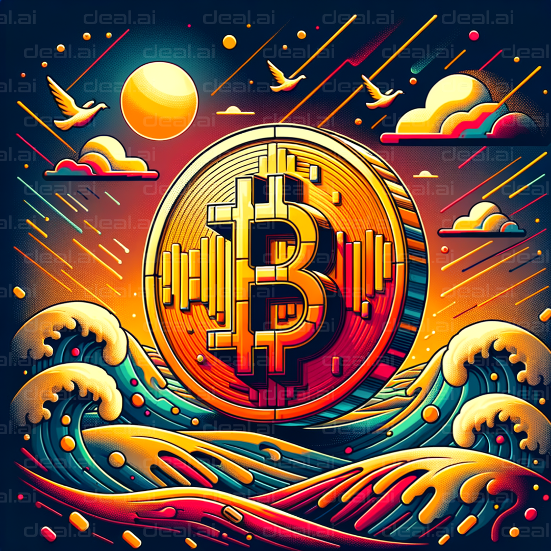 "Bitcoin Waves at Sunset"