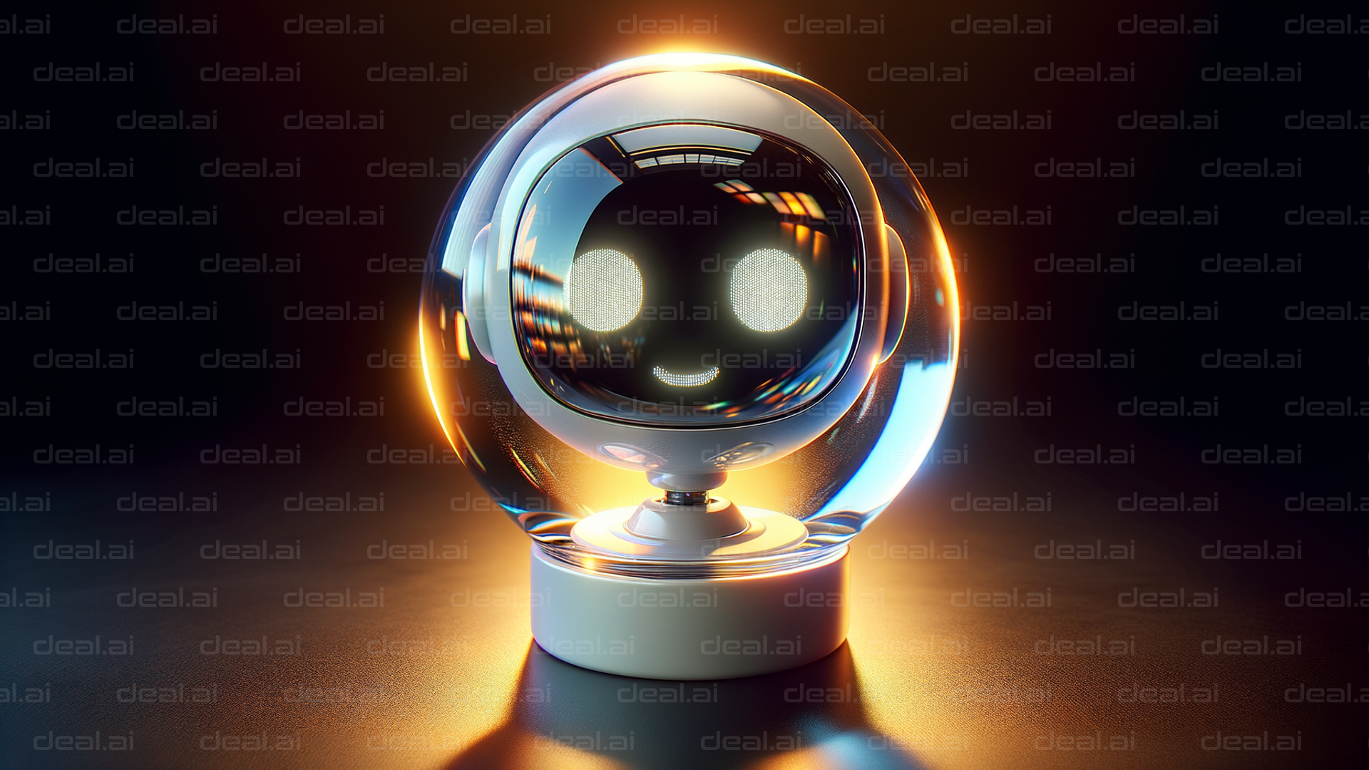 Glowing Robot in Crystal Sphere