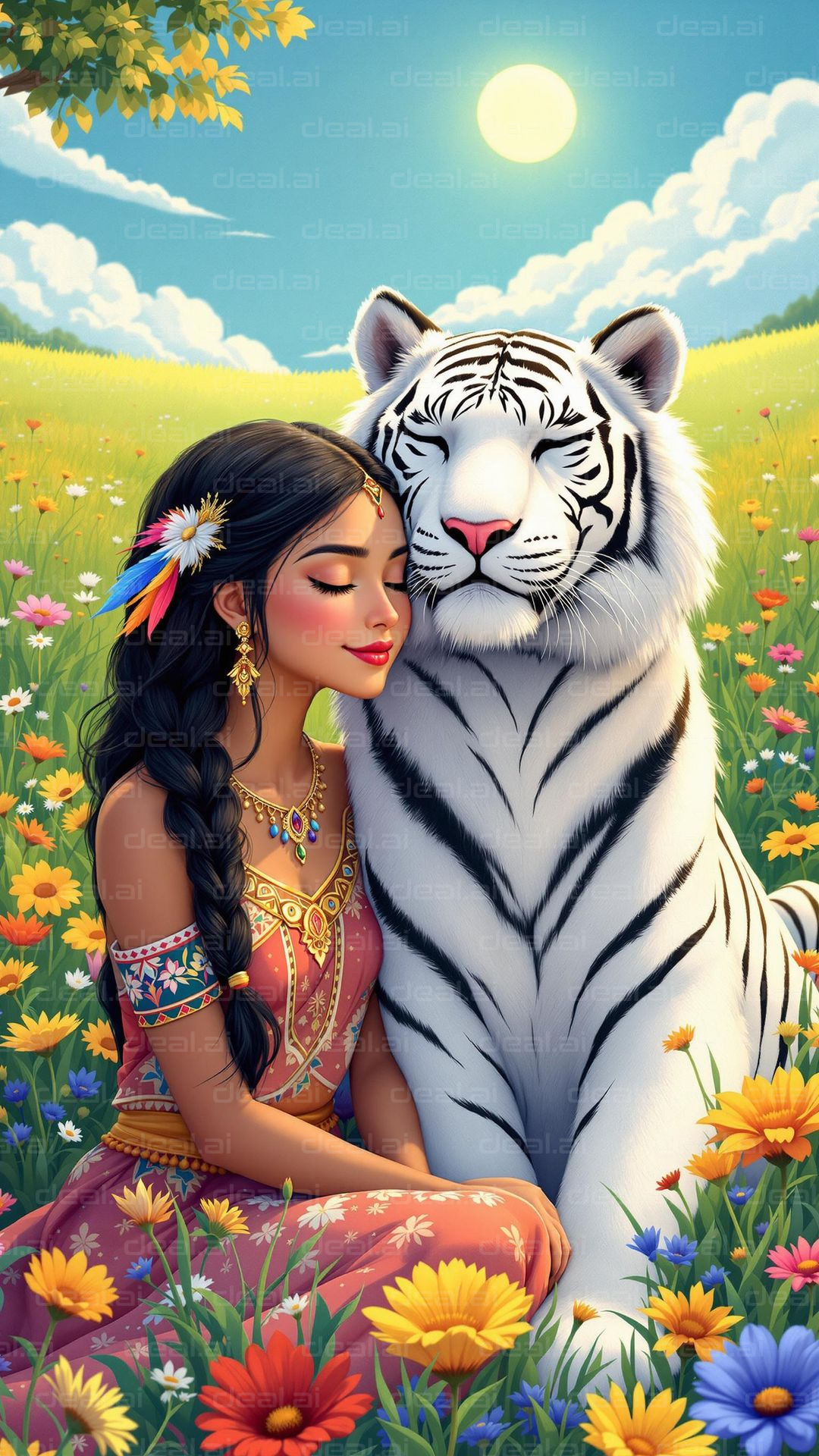 Serene Harmony with White Tiger