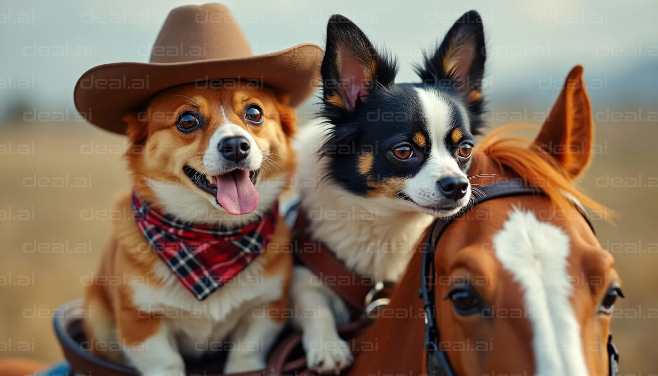 Cowboy Dogs on a Horse Ride