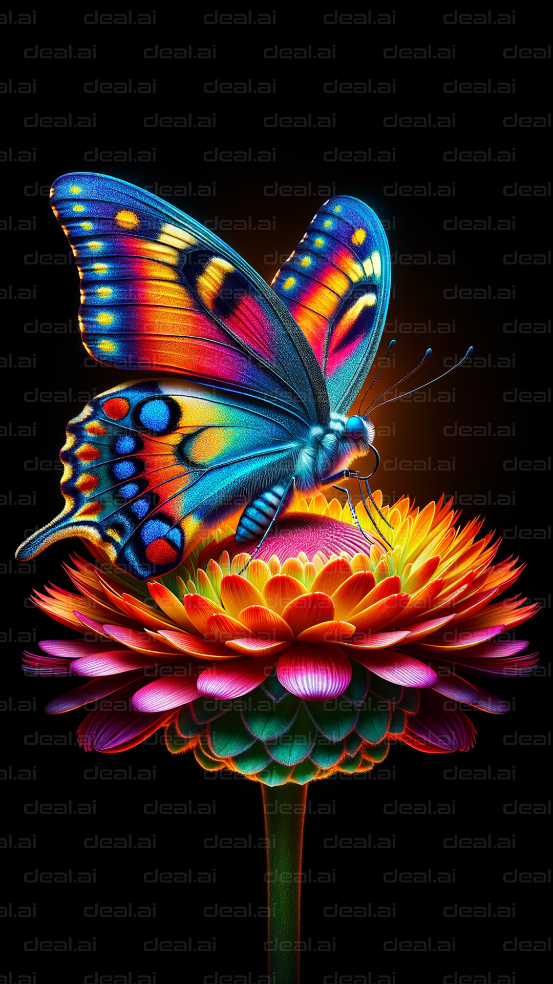 "Vivid Butterfly on Vibrant Flower"