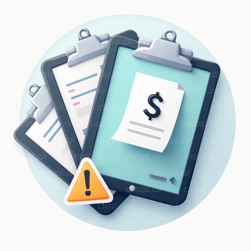 "Financial Reports with Warning Sign"