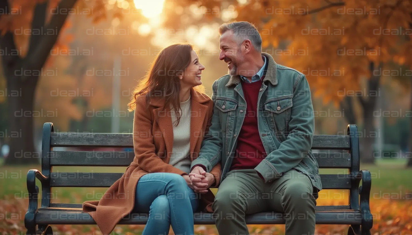 "Autumn Romance on a Park Bench"