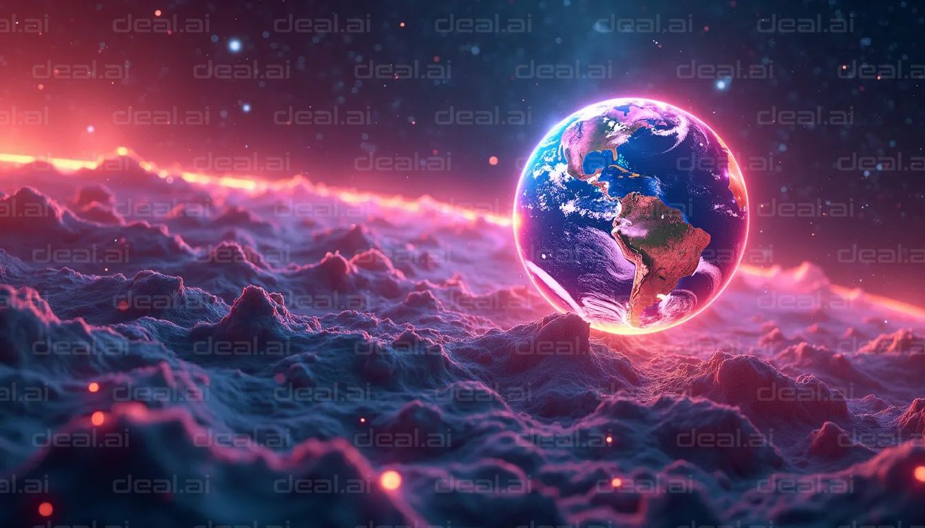 "Glowing Earth on Alien Terrain"