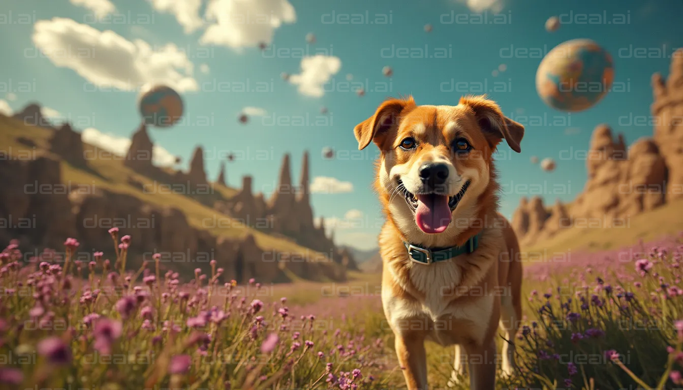Happy Dog in a Fantasy World