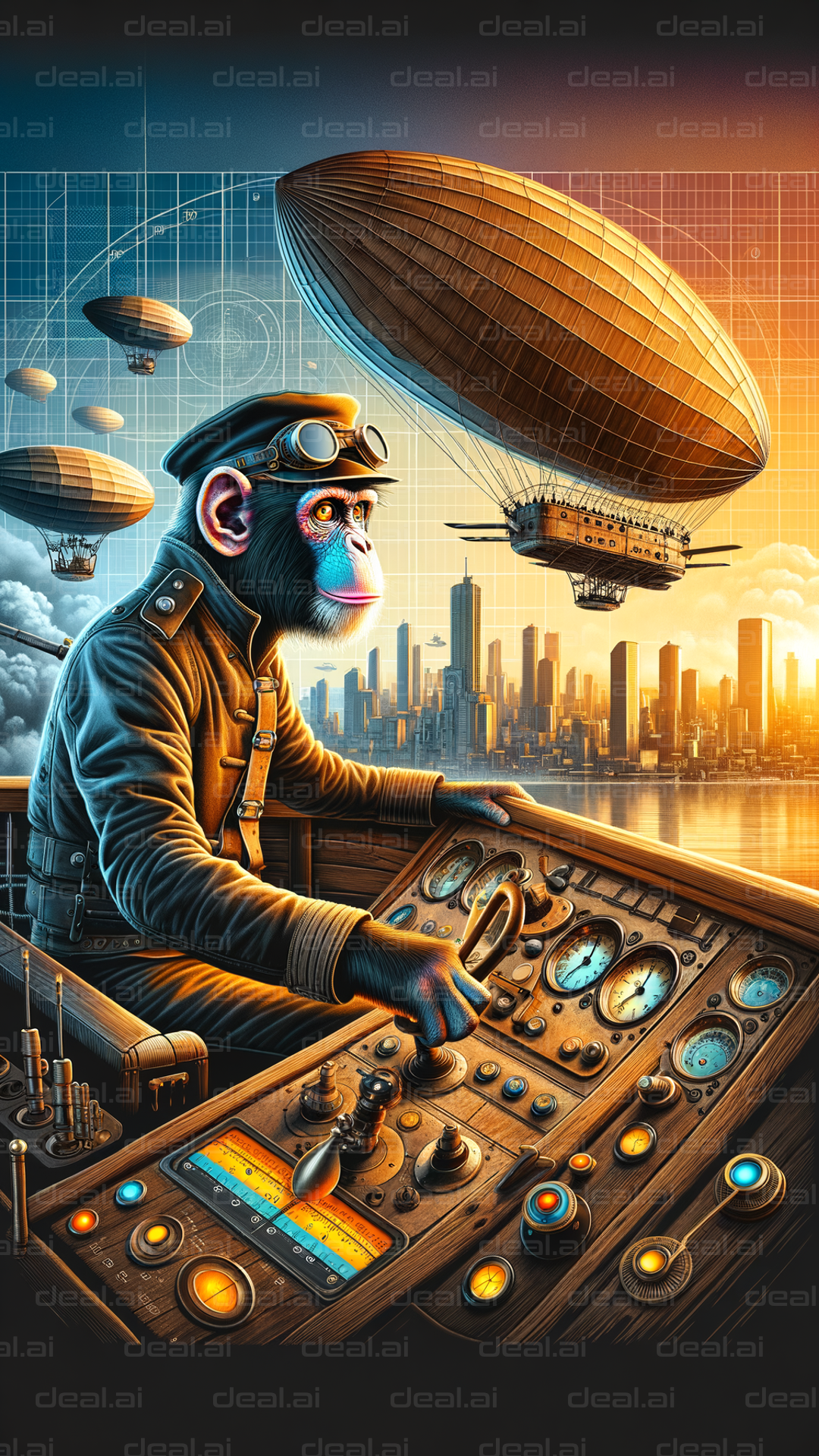 Steampunk Monkey Airship Pilot