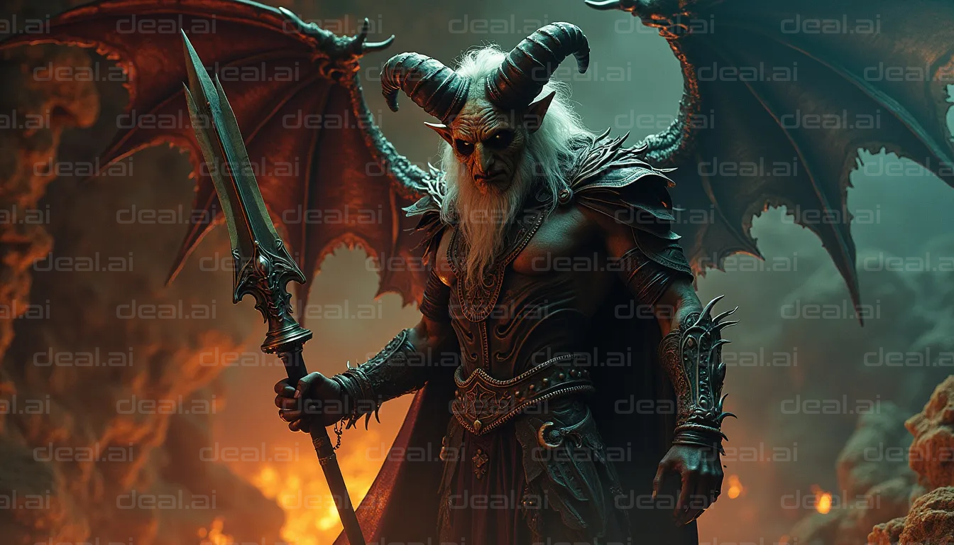 "Demon Lord in Fiery Lair"