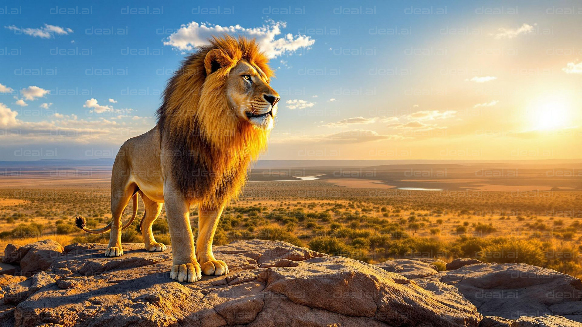 Majestic Lion at Sunrise