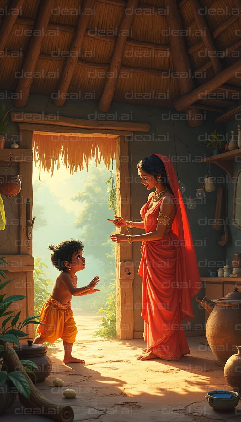 A Mother's Love in a Sunlit Hut