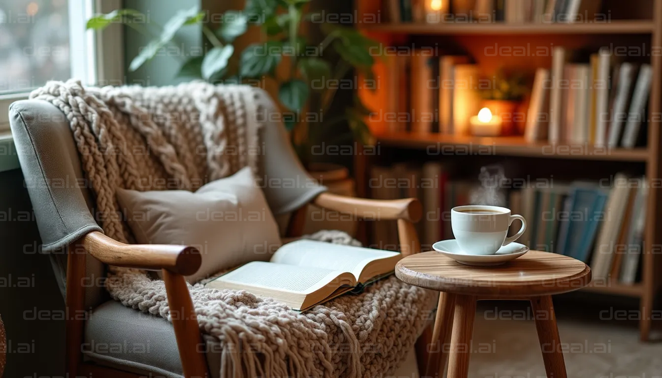 Cozy Reading Nook with Coffee Cup