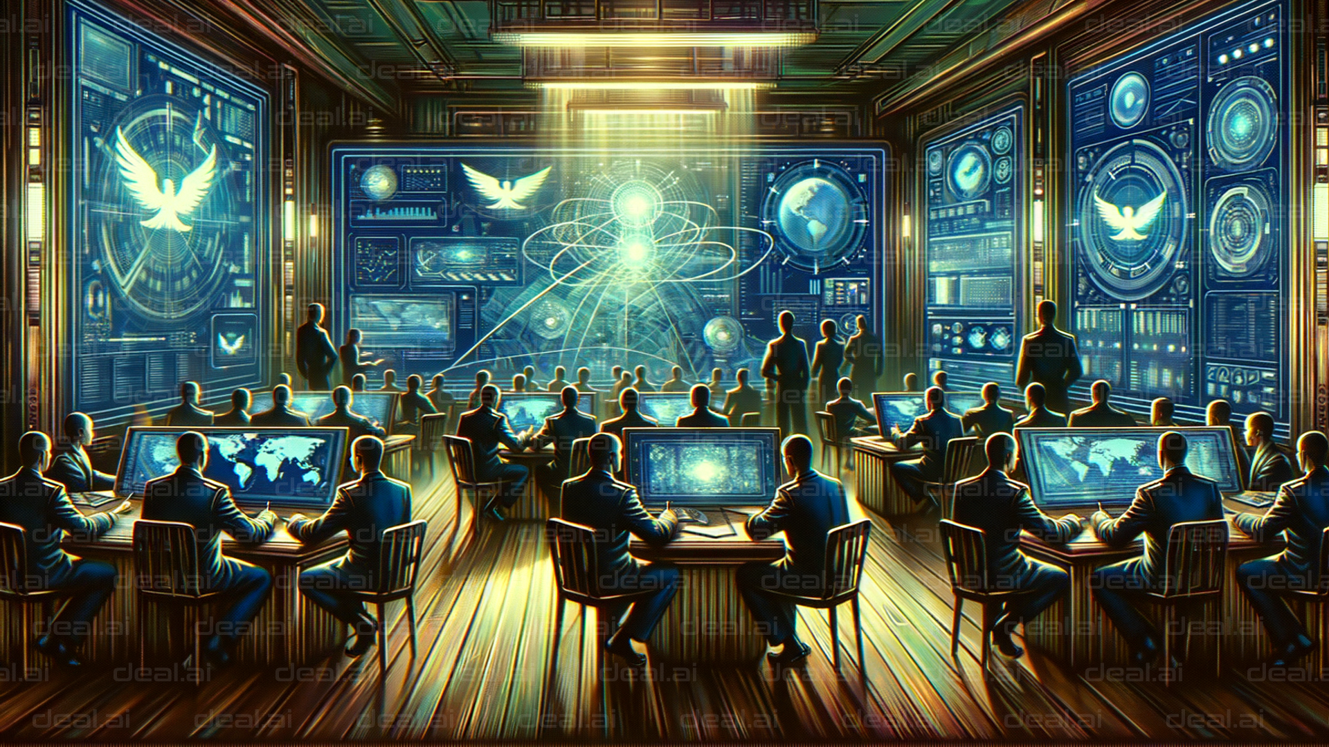 Futuristic Control Center with Holograms