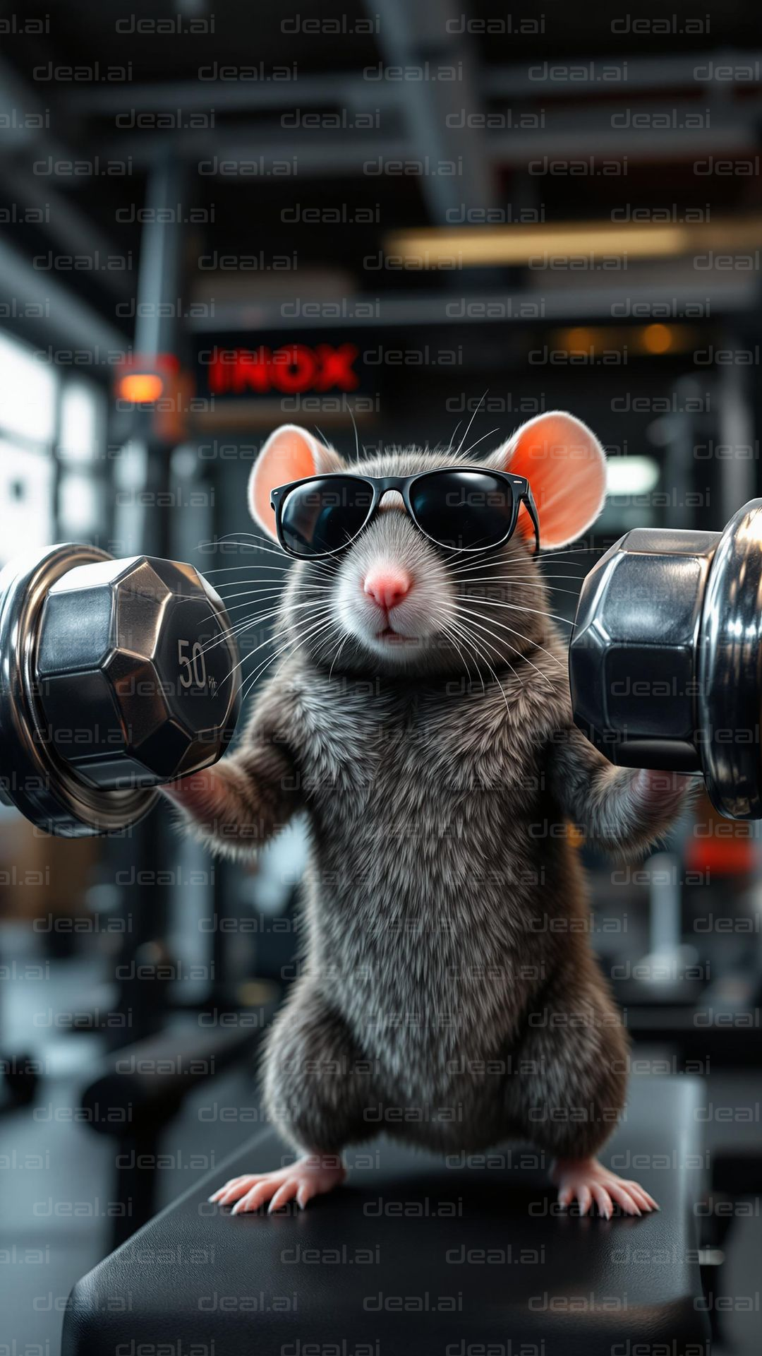 Cool Rat Lifting Weights – deal.ai Art Marketplace