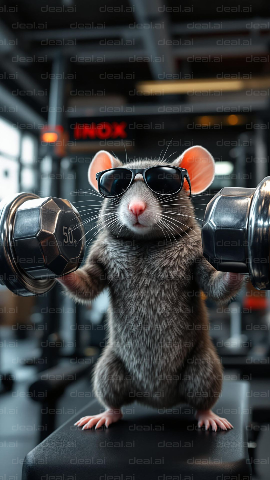 Cool Rat Lifting Weights