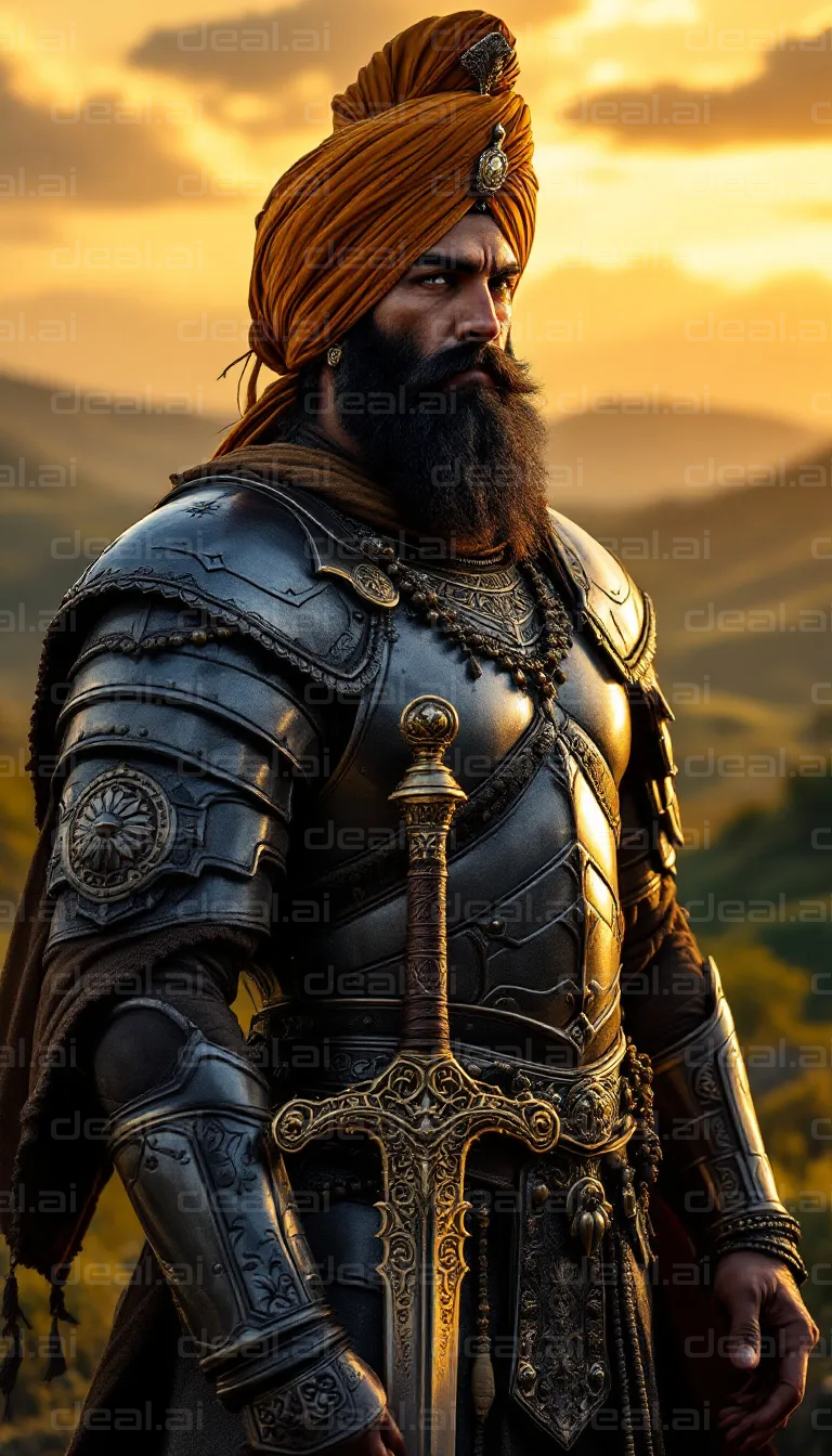 Warrior in Golden Sunset Armor