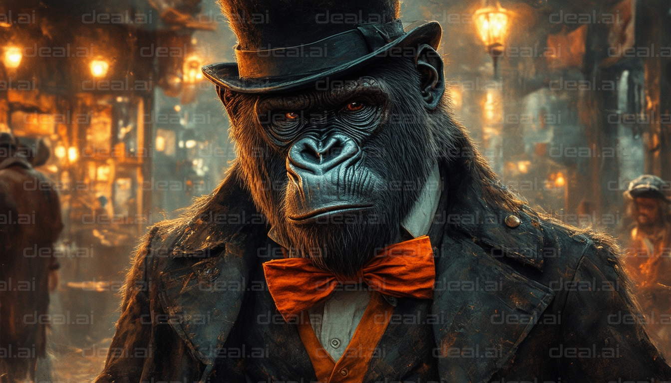 Dressed-up Gorilla in a Vintage Setting