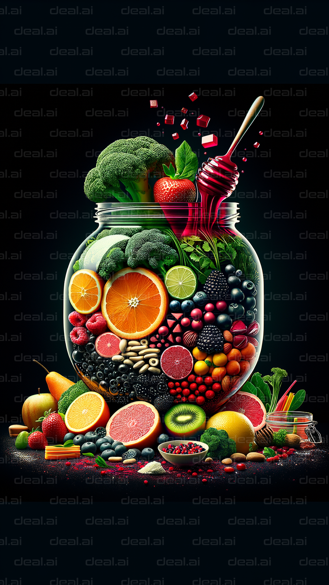 Vibrant Fruit and Veggie Jar