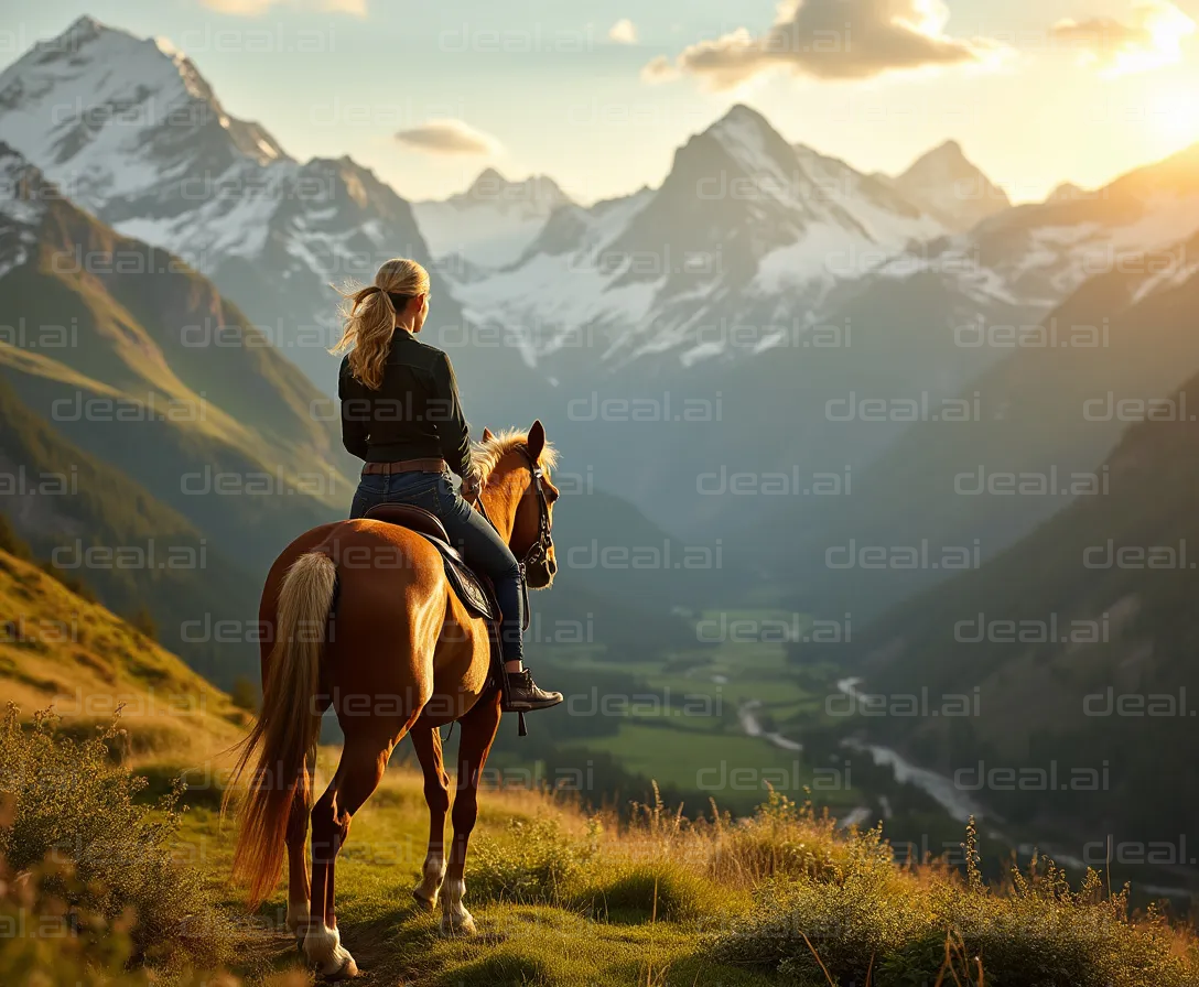 "Rider's View of Majestic Mountains"