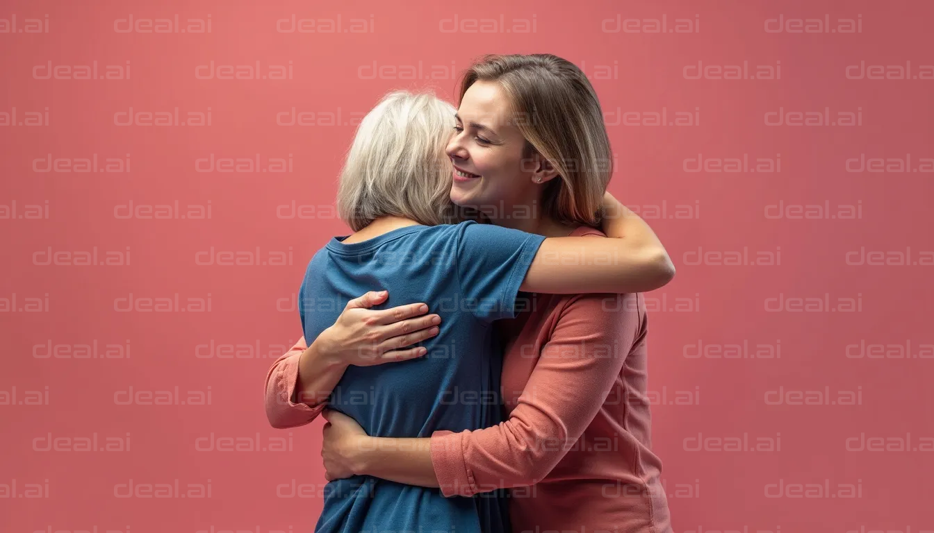 "Warm Embrace Against Pink Backdrop"