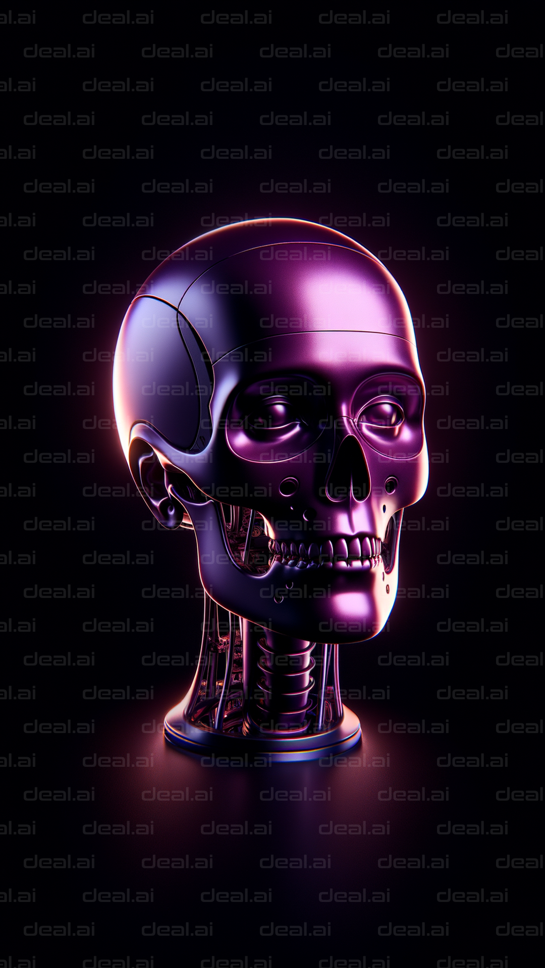 "Futuristic Neon Robotic Skull"