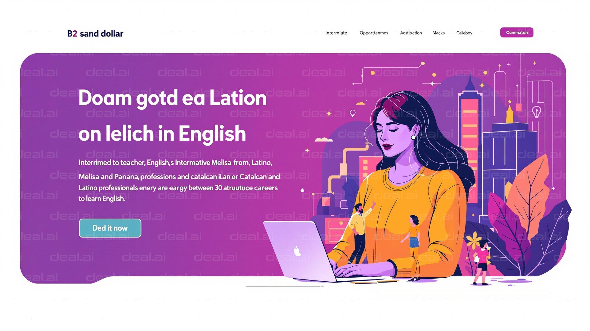 Purple-Themed Language Learning Promo