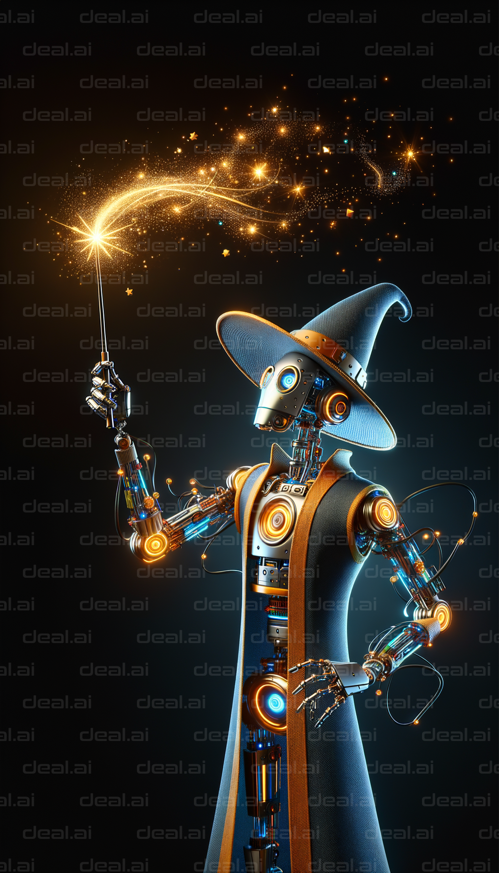 "Robot Wizard Casting a Spell"