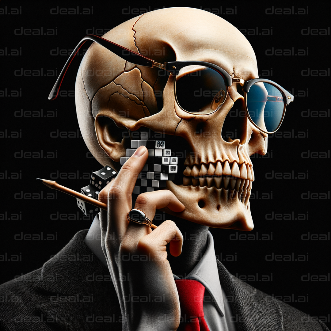 "Stylish Skull with Sunglasses and Gadget"