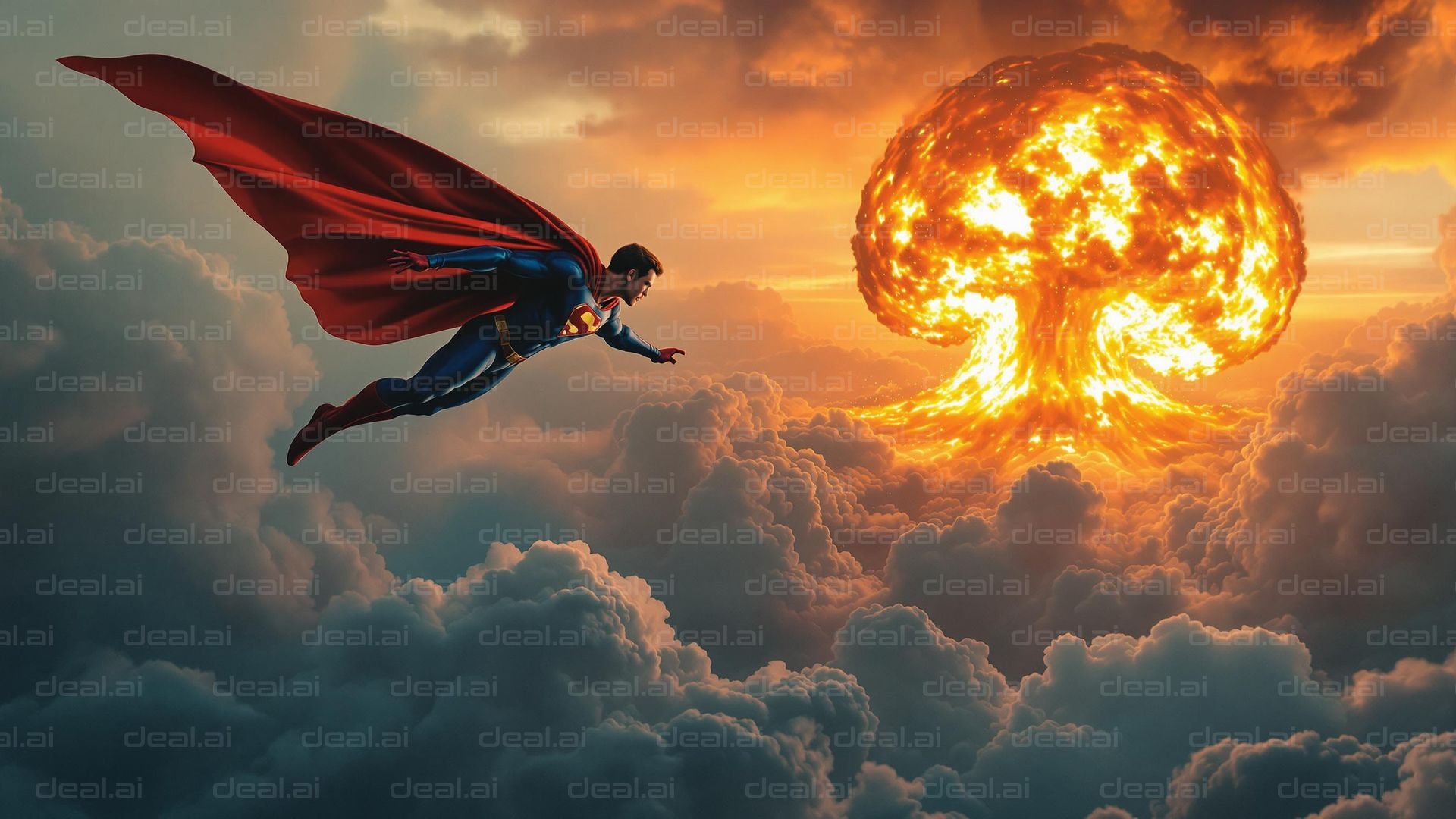 Hero Faces Fiery Explosion in Sky
