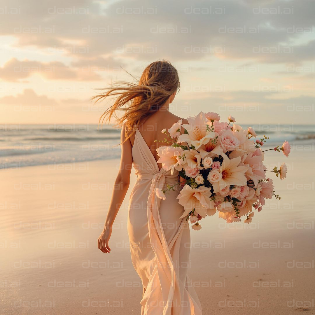"Sunset Stroll with Flowers"