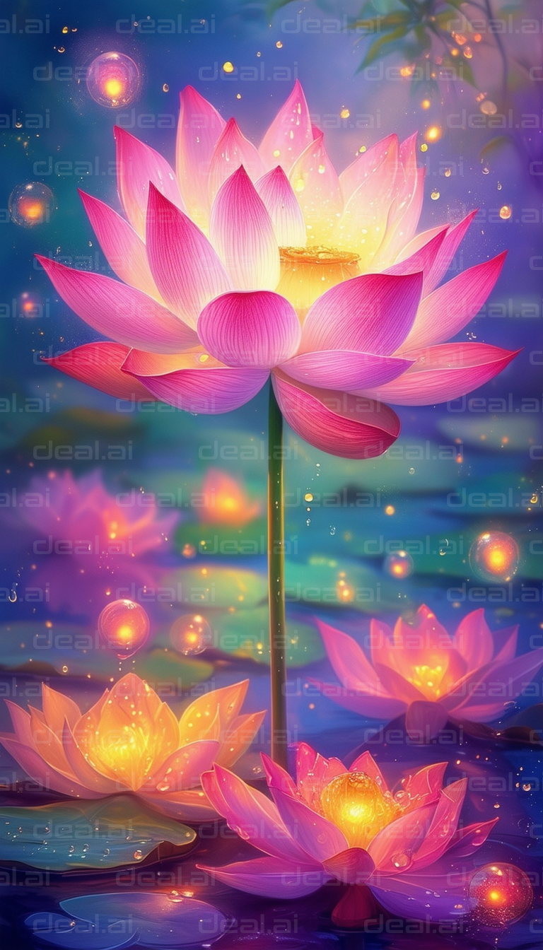 "Magical Lotus Blossoms at Twilight"