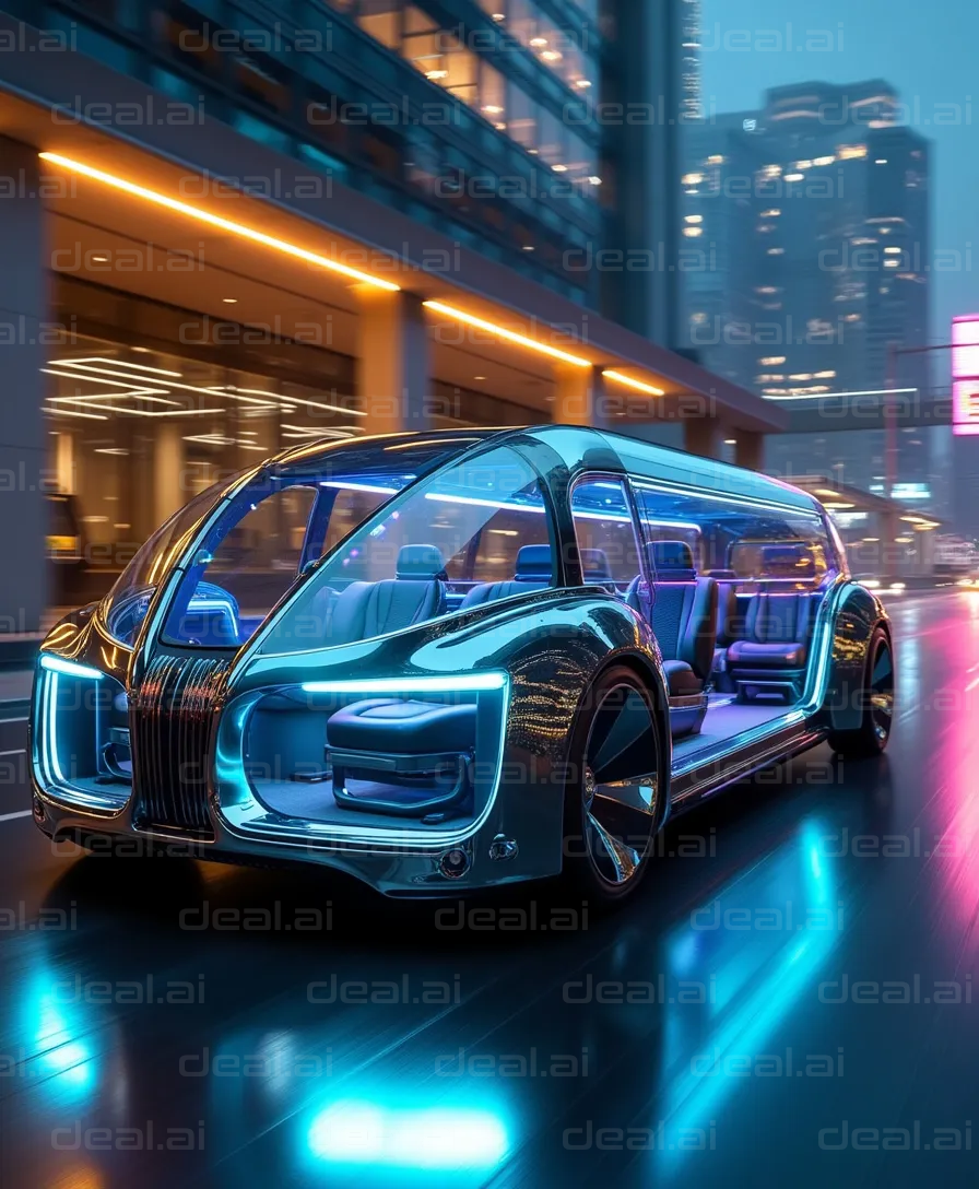 "Futuristic Self-Driving Car at Night"