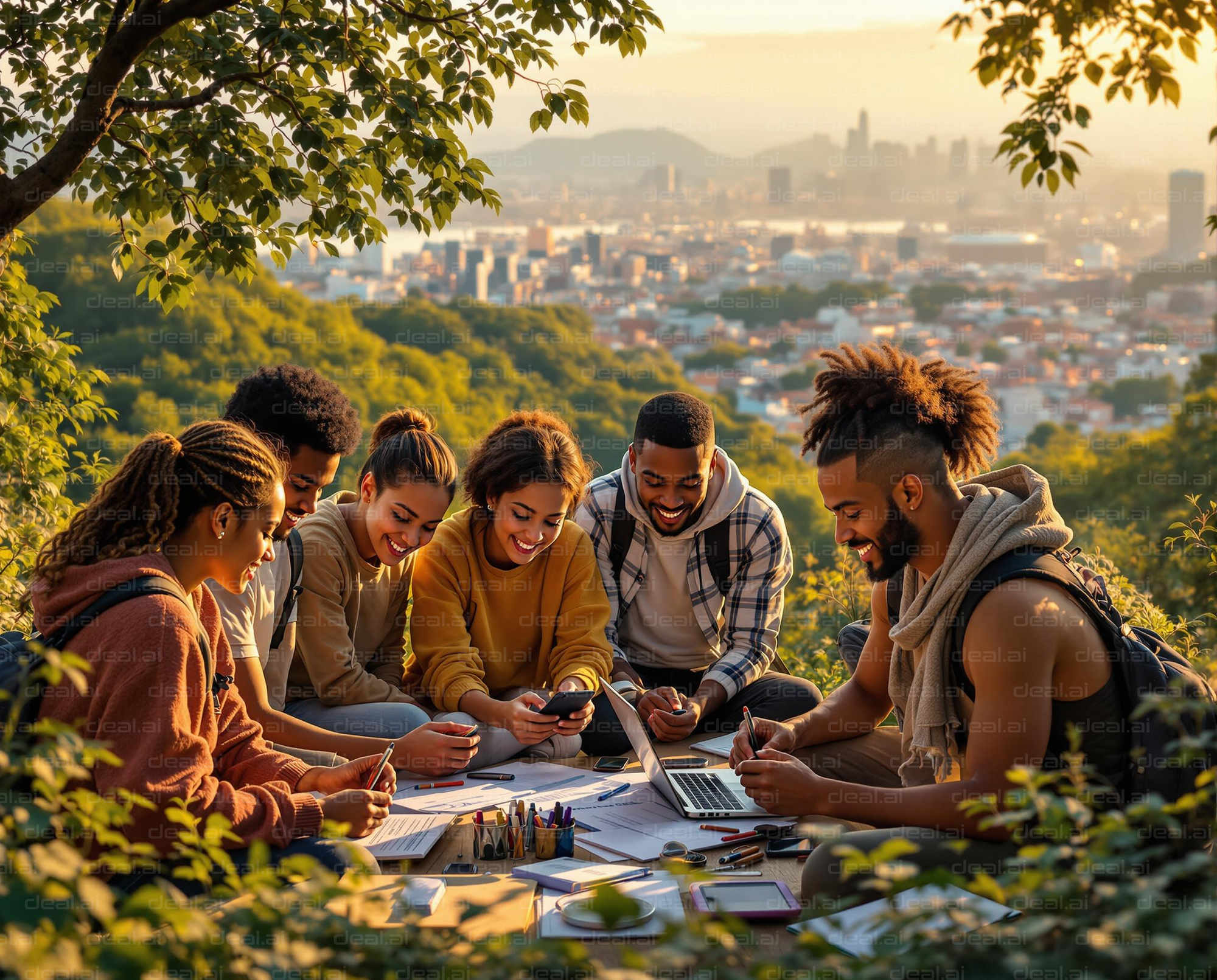 Outdoor Study Session with Friends