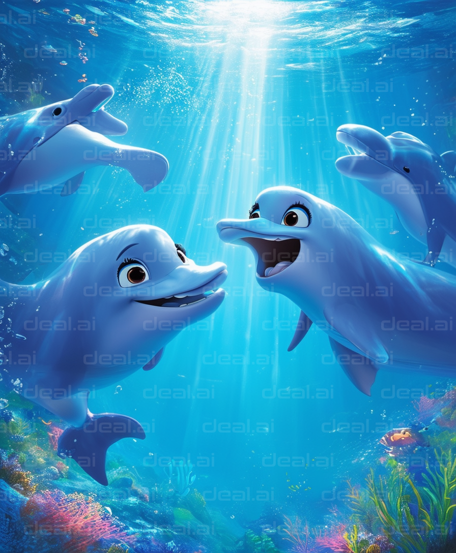 Playful Dolphins Underwater