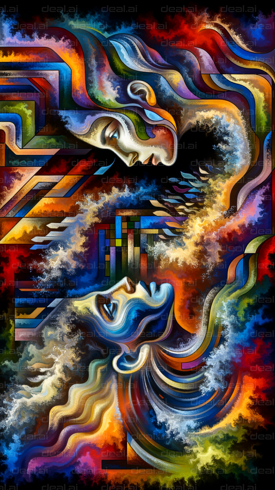 "Colorful Abstract Faces in Harmony"