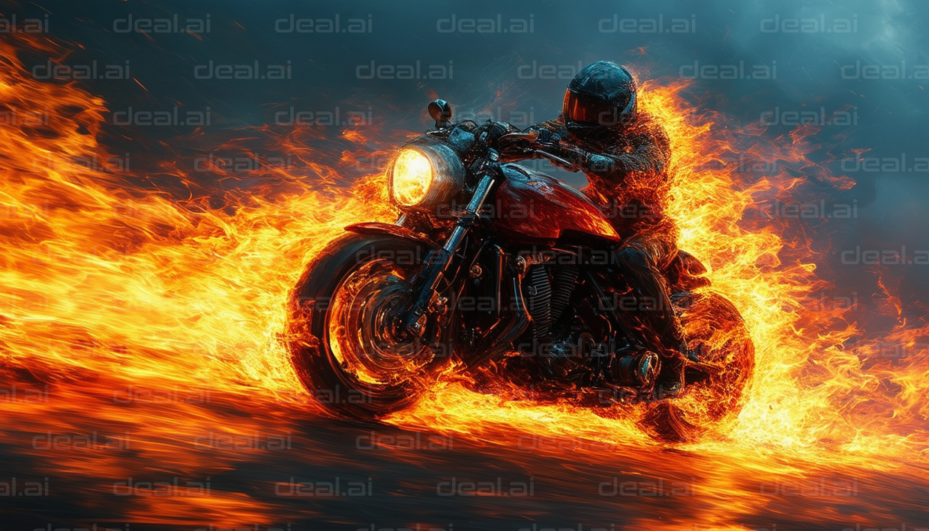 Fiery Motorcycle Ride at Night