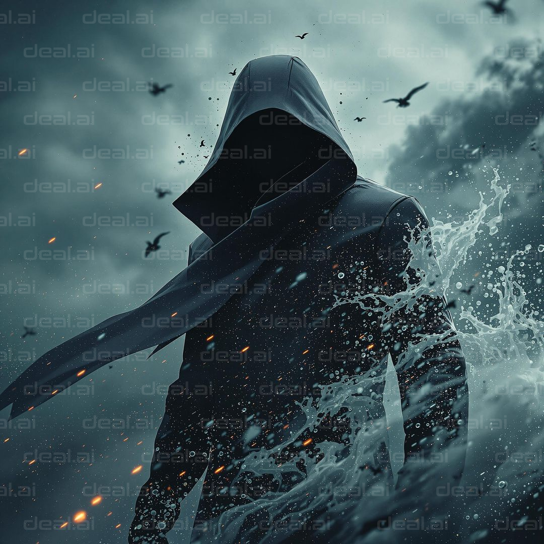 Hooded Figure in the Storm