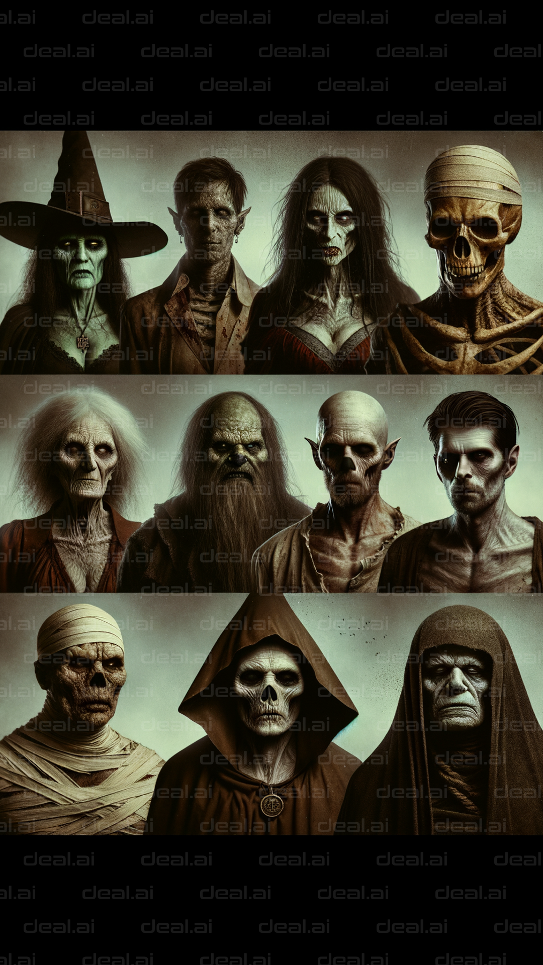 "Horror Characters Lineup"