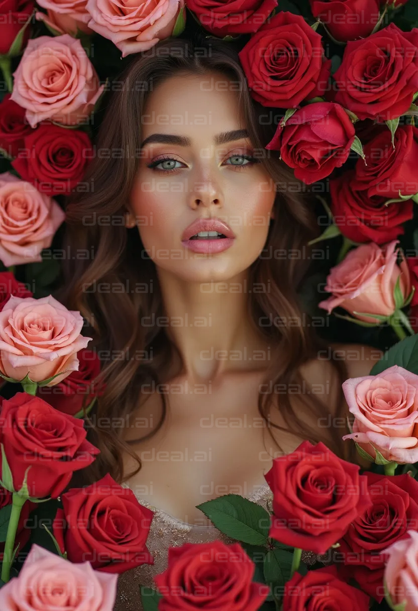 "Enchanting Beauty Among Roses"
