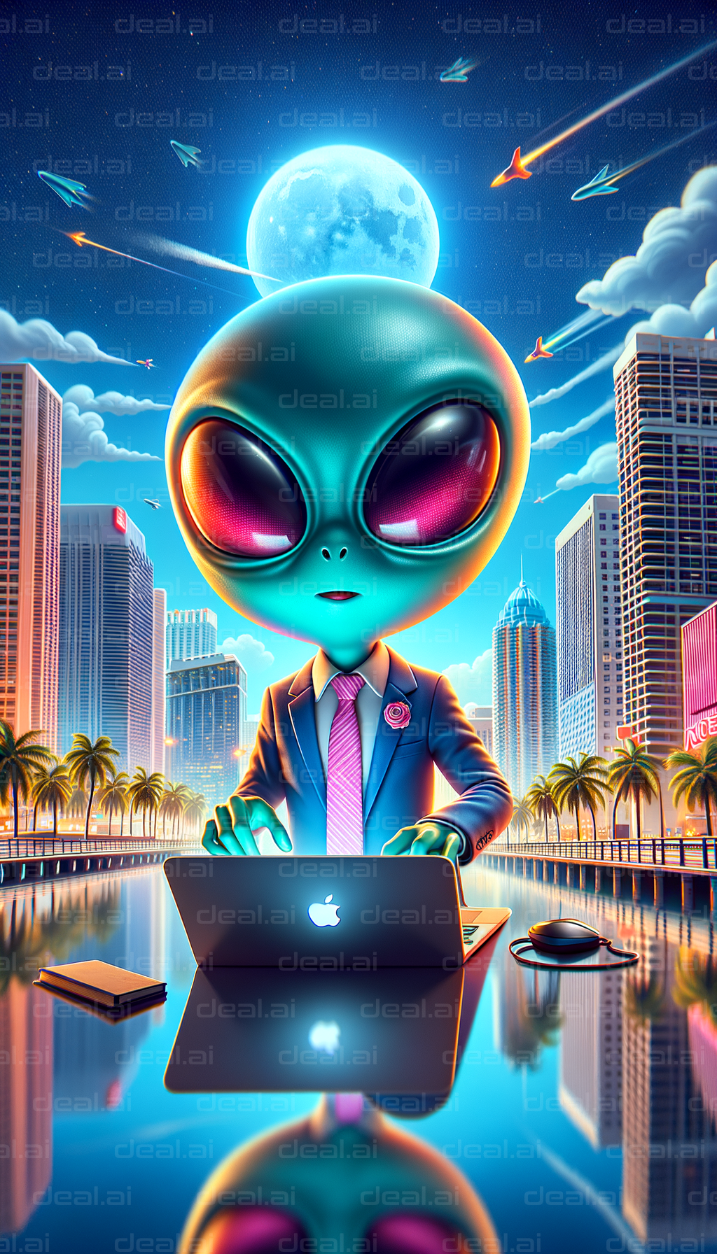 Alien Businessman at Night