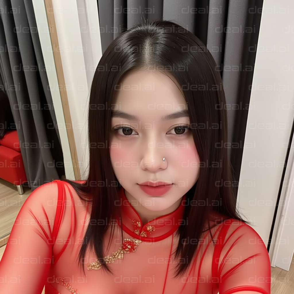 Elegant Red Attire Portrait