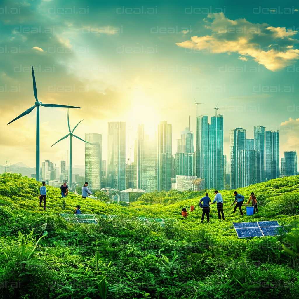 "Futuristic Green City with Renewable Energy"