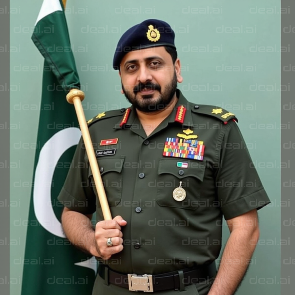 Military Officer Holding a Flag